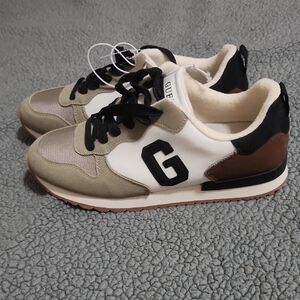 Men's Guess Logo Athletic Shoes Size 12 Gray, Brown, Black, And White Brand New